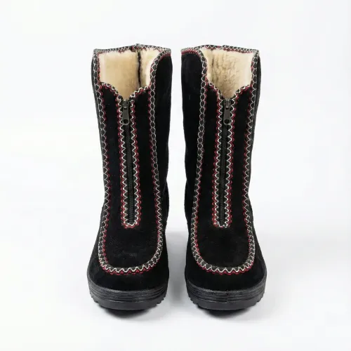 Бурки зимові високі суконні на хутрі. Чорні чуні на блискавці. Розміри 38-42 40