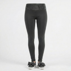 Легінси жіночі на хутрі темно-сірі, теплі зимові лосини з широким поясом, щільний трикотаж S