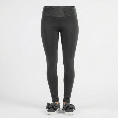 Легінси жіночі на хутрі темно-сірі, теплі зимові лосини з широким поясом, щільний трикотаж XL (арт. 9822)