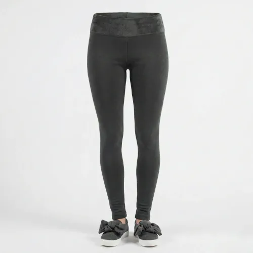 Легінси жіночі на хутрі темно-сірі, теплі зимові лосини з широким поясом, щільний трикотаж XXL