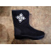 Бурки жіночі високі зимові повстяні. Чорні чуні з вишивкою Сніжинка на блискавці. Розміри 37-41