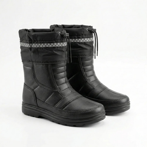 Чоботи зимові дутики чорні, сноубутси з піни ЕВА та текстилю утеплені, на затяжці 44