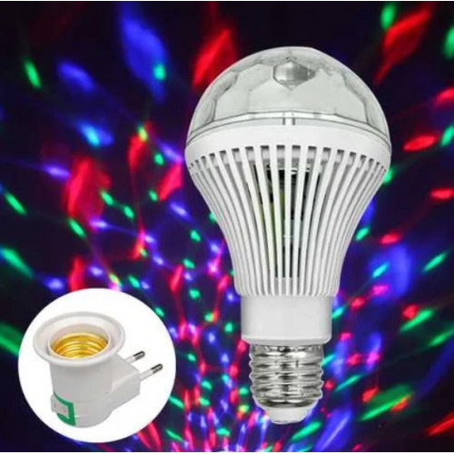 Лампа в патрон 220V+перехідник RD-5004, Обертова лампа для вечірок, Диско лед лампа