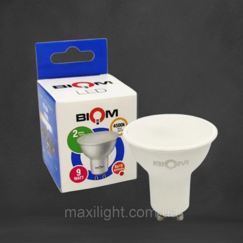 Точкова світлодіодна Лампа BIOM MR16 10W цоколь GU10 4500K нейтральний білий