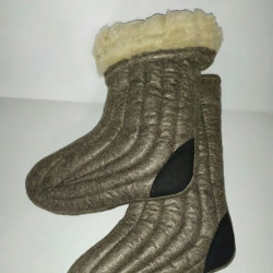 Валенки без галош стеганые. Теплые комнатные бурки-чуни на меху (Золото)