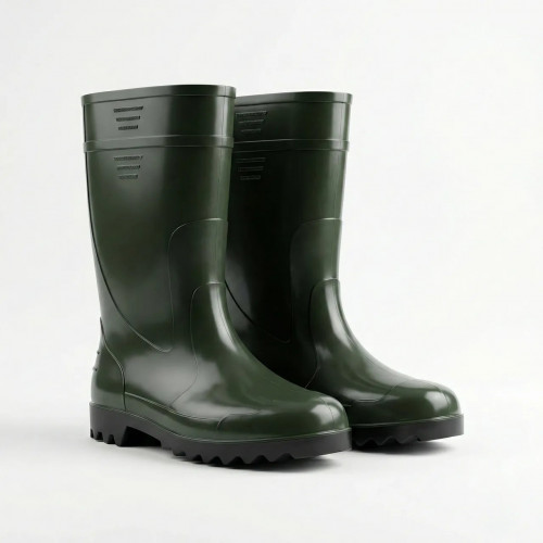 Мужские резиновые сапоги ПВХ зеленые. Высокие рабочие сапоги для рыбалки и сада 41-47 44