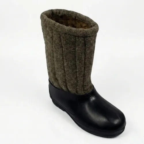 Бурки шинельні сірі з гумовими калошами. Валянки шиті зимові вологостійкі VR 38-45 43