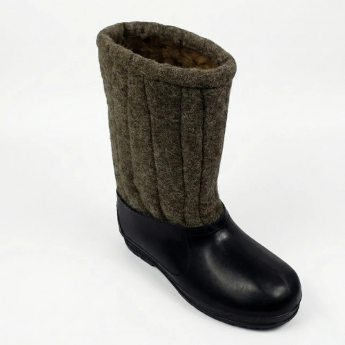 Бурки шинельні сірі з гумовими калошами. Валянки шиті зимові вологостійкі VR 38-45 44