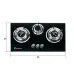 Газова плита AOYANG 3 конфорки (Врізна + Настільна). Скляна варильна поверхня 50х30 см, Чорна