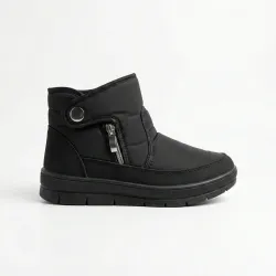 Жіночі зимові дутики короткі чорні (на блискавці) | Черевики з кнопкою, На хутрі, Теплі 40
