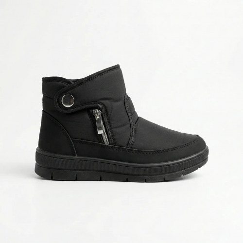 Жіночі зимові дутики короткі чорні (на блискавці) | Черевики з кнопкою, На хутрі, Теплі 40