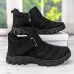 Чоловічі зимові черевики дутики на хутрі чорні теплі на липучці та блискавці (40-46)
