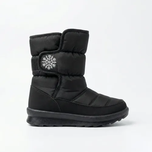 Жіночі зимові дутики чорні (на липучці) | Зі сніжинкою, Теплі, Короткі чоботи 40