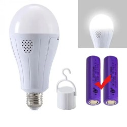 Лампочка LED E27 з акумулятором 2x18650 15W, 2 режими: від 220 В і автономно, аварійна лампа