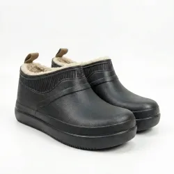 Жіночі галоші піна на хутрі Dago Style (37-41). Чорні зимові сабо, Утеплені гумові черевики 41