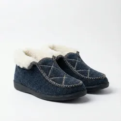 Чуні бурки короткі сині повстяні на хутрі. Теплі домашні капці з вишивкою. Розміри 37-42 39