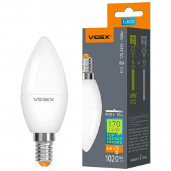 LED лампа філаментна VIDEX Filament C37F 6W E14 3000K VL-C37F-06143