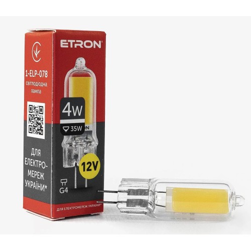 LED Лампа ETRON 1-ELP-078 G4 Glass 4W 4200K 12V