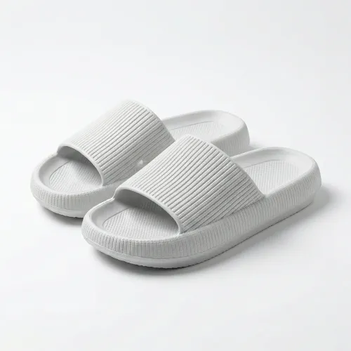 Жіночі шльопанці (пінка) білі фактурні | На платформі, М'які, Розміри 37-41 41