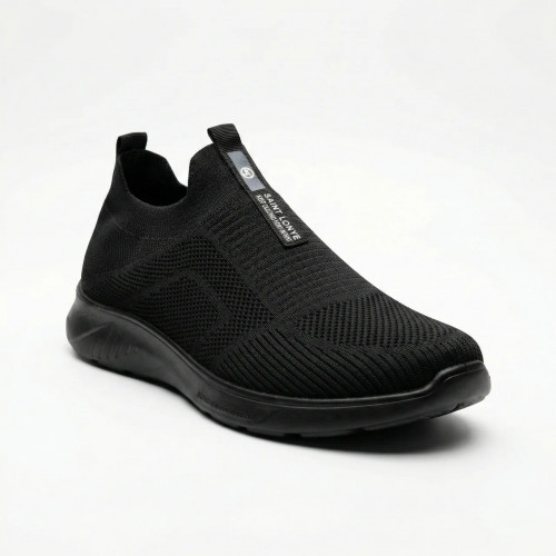 Мужские летние кроссовки слипоны сетка черные текстильные Saint Lonye (р. 41-45) 43 (арт. 10128)