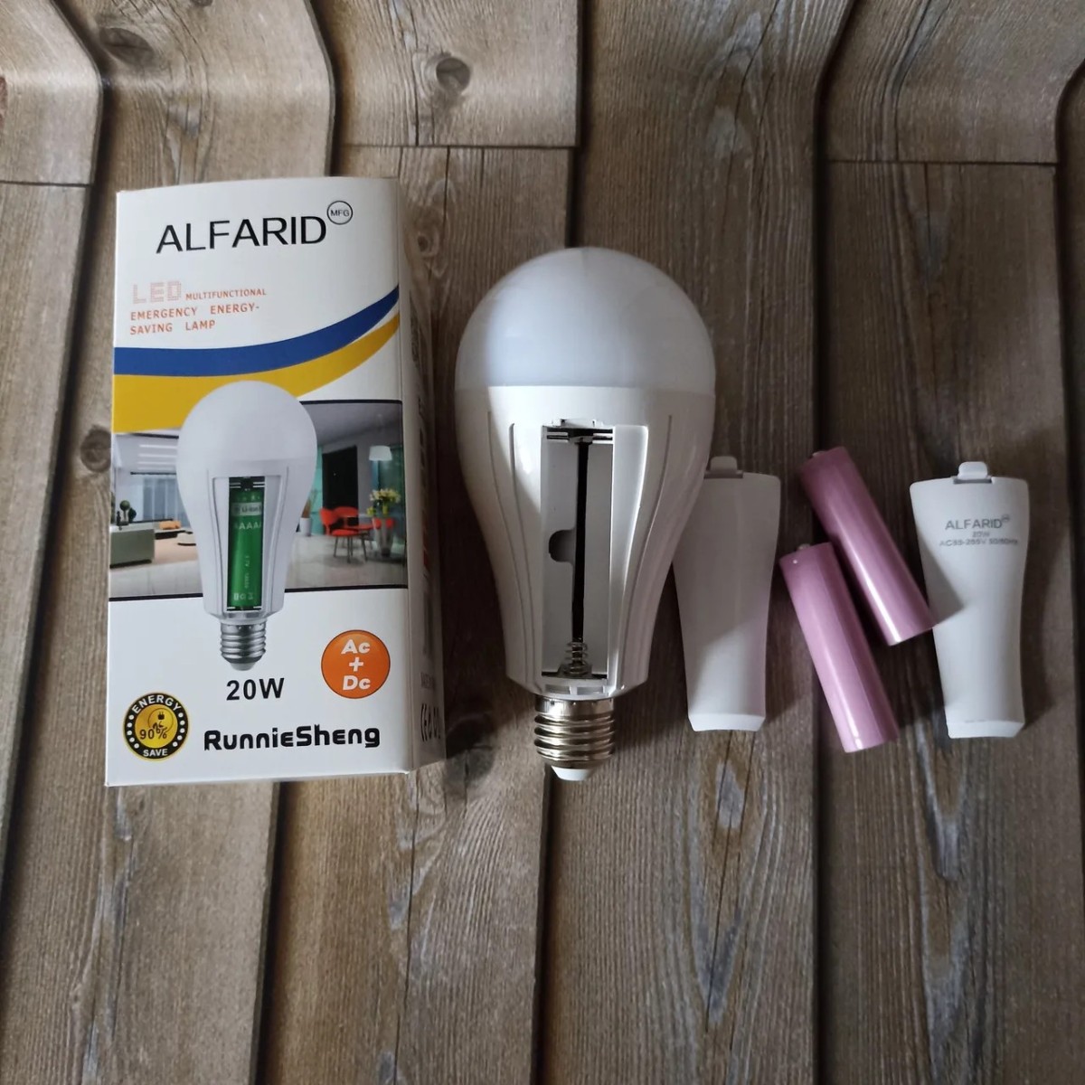 Лампочка з акумулятором 2 x18650 20w Енергозберігаючий Led лампа в патрон E27 аварійна світлодіодна (арт. 3037)