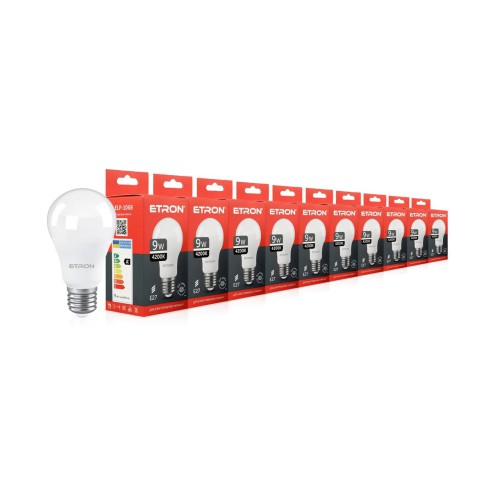 Світлодіодна лампа ETRON A60 9 Вт 4200K E27 1-ELP-1068 10 шт