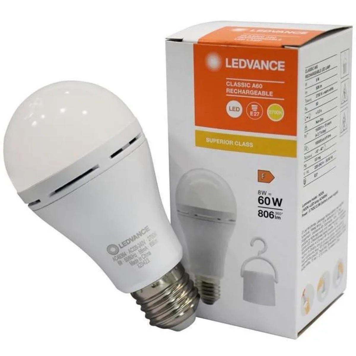 LEDVANCE Лампа LED E27 8Вт 806Лм 2700К A60 акумуляторна (арт. 3002)