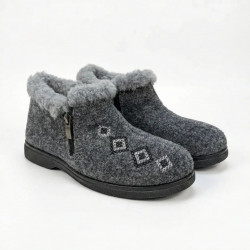 Жіночі зимові чуні-черевики на хутрі з вишивкою. Теплі домашні капці-бабуші на блискавці (37-41 р) 39