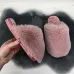 Жіночі домашні капці Пухнастики з еко-хутра Пудрові