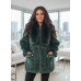 💚 Теплая кофта/Кардиган из эко-меха с жемчугом. Изумрудный цвет. - фото 2