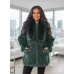 💚 Хіт сезону! Тепла кофта/кардиган з еко-хутра з перлинами. Смарагдовий колір.