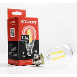 Світлодіодна філаментна лампа ETRON 10W A60 E27 4200K нейтральне світло, прозора, енергозберігаюча