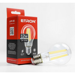 Світлодіодна філаментна лампа ETRON 12W A60 E27 4200K нейтральне світло, прозора, енергозберігаюча