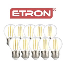 Набір LED філаментних ламп ETRON G45 E27 5W 4200K, біле світло, 10 шт, прозорі