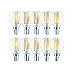 Набір LED філаментних ламп ETRON G45 E14 4W 4200K, холодне світло, 10 шт, прозорі