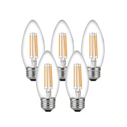 Набір LED філаментних ламп ETRON C37 E27 4W 4200K, біле світло, 5 шт, 220V, прозорі