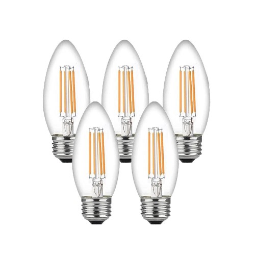 Набір LED філаментних ламп ETRON C37 E27 4W 4200K, біле світло, 5 шт, 220V, прозорі