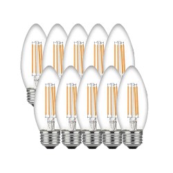 Набір LED філаментних ламп ETRON C37 E27 4W 4200K, біле світло, 10 шт, 220V, прозорі