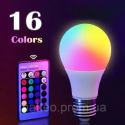 LED Лампочка А65 220V RGB з пультом управління