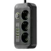Мережевий фільтр 3м (3×220В+4×USB+1×Type-C), 5000Вт, QL-1074U, Чорний / Електричний подовжувач для розетки
