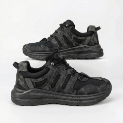 Мужские кроссовки Черный Камуфляж летние сетка (41-45) тактические для охраны и туризма 44