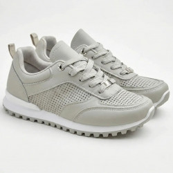 Женские кроссовки Светло-серые с перфорацией эко-кожа (36-41) классические повседневные кеды 39