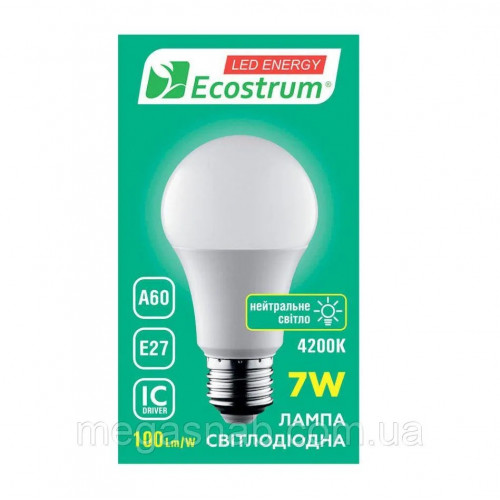 Лампа світлодіодна 7W E27 4200K ECOSTRUM
