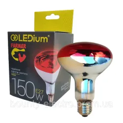 Інфрачервона лампа LEDium FARMER 150 Вт R95 Е27 1000К дзеркальна з червоним склом-фільтром BE