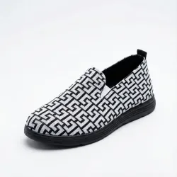 Жіночі текстильні сліпони з геометричним орнаментом, чорно-білі (36-41) 40