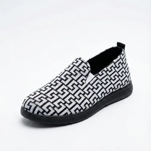 Жіночі текстильні сліпони з геометричним орнаментом, чорно-білі (36-41) 41
