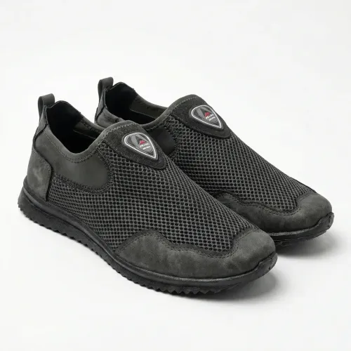 Чоловічі літні сліпони сірі сітка + нубук. Дихаючі мокасини без шнурків 41-45 44