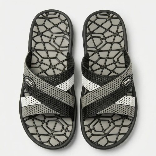 Чоловічі шльопанці Olimp Чорно-Сірі гумові (41-46) сланці для пляжу та басейну 46