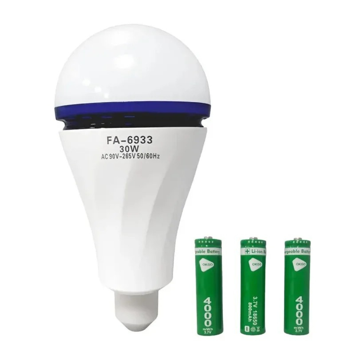 LED лампа на акумуляторі E27 30W (3 акумулятори) (арт. 3442)
