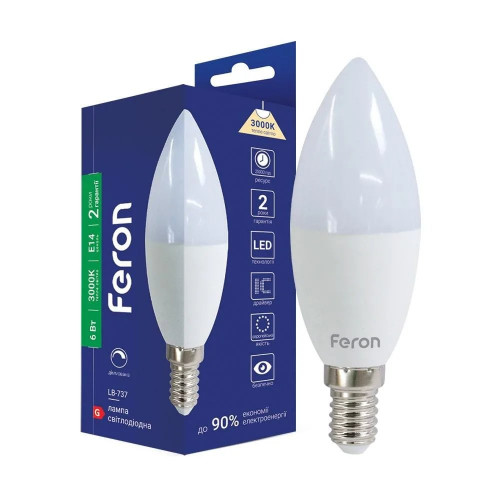 Світлодіодна LED-лампа свічка Feron LB-737 dimm 6W Е14 3000K